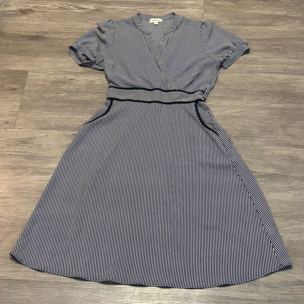 Monteau Los Angeles Blue & White Striped Dress - Size large - Picture 2 of 5